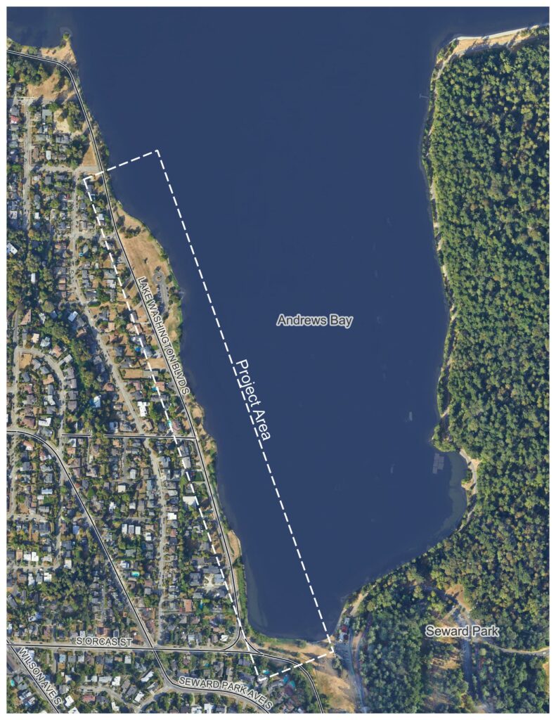 Aerial view map of the project area near Andrews Bay